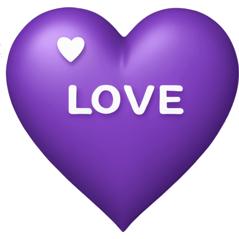 Purple heart with text “love you” emoji