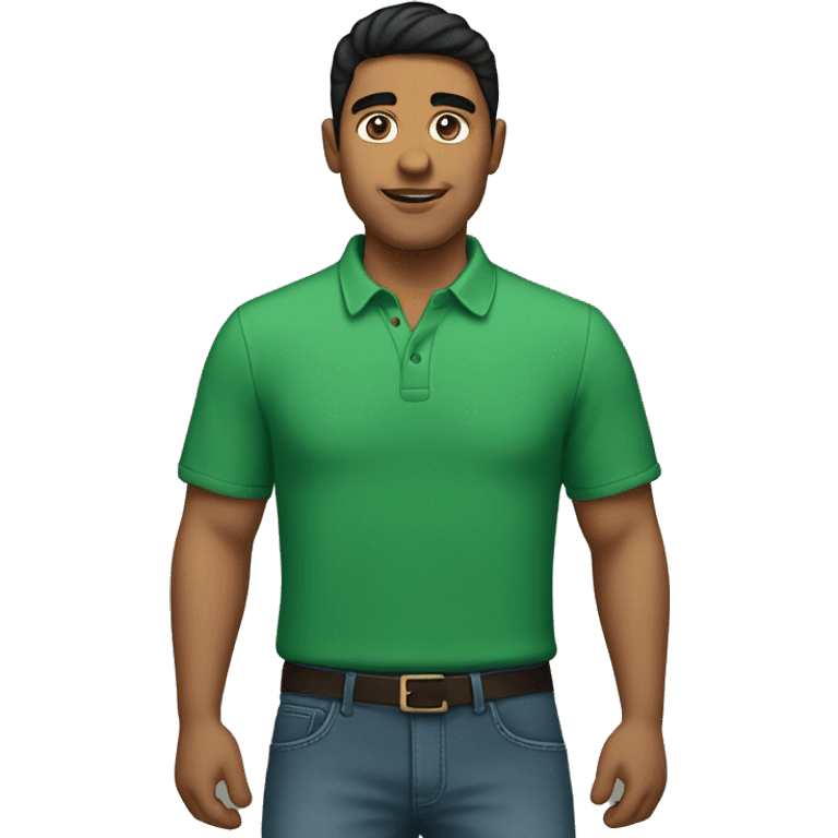 Hispanic Man in His 20s wearing a green shirt  emoji