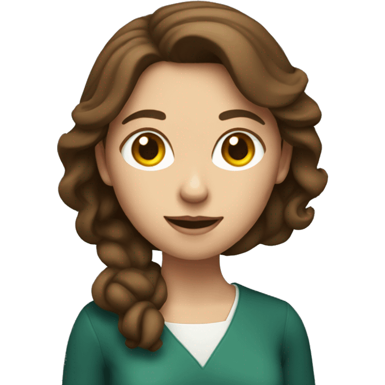 Female teacher with brown hair holding an apple  emoji