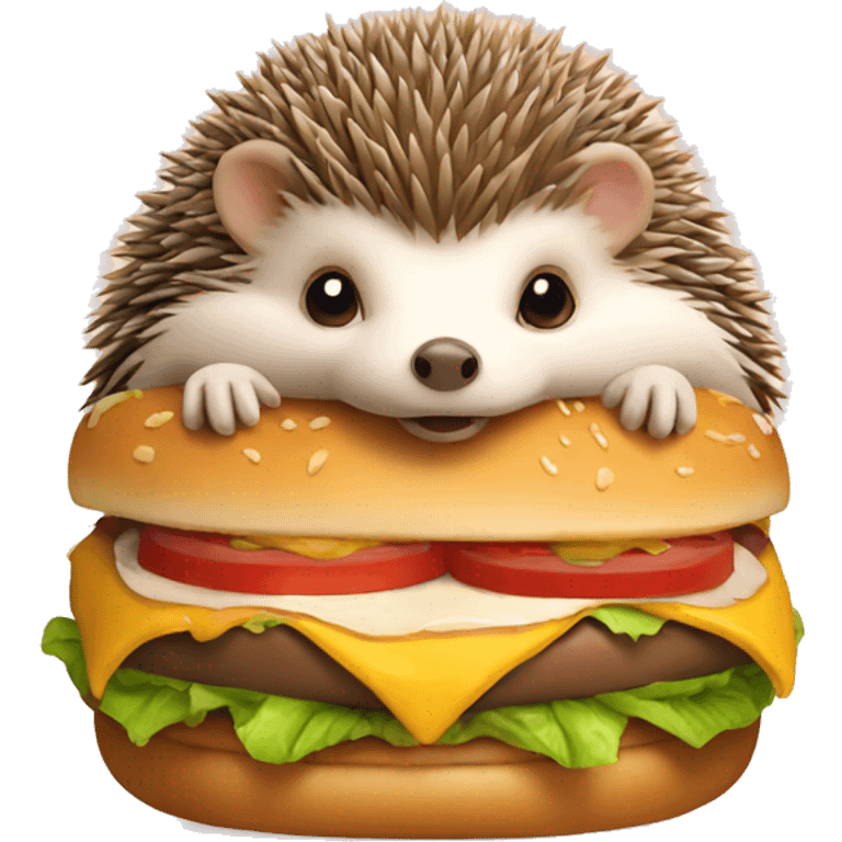 Hedgehog eat burger emoji