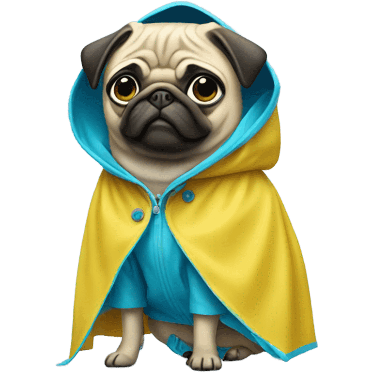 Pug wearing a raincoat emoji