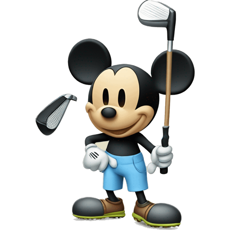 Mickey Mouse with golf club emoji