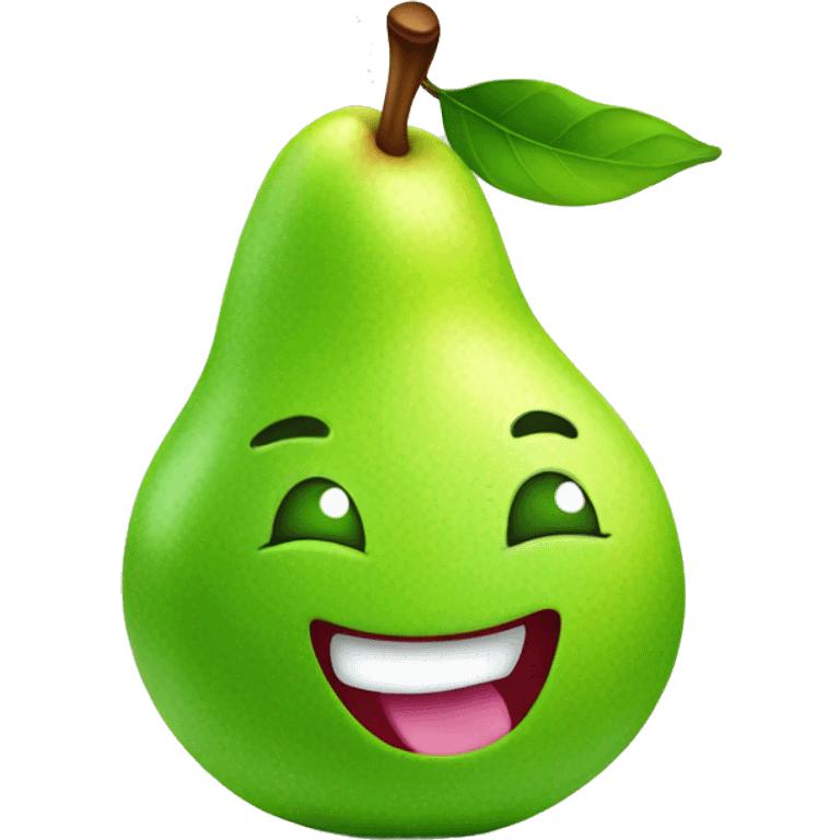 Shiny Green Cute pear with tongue emoji