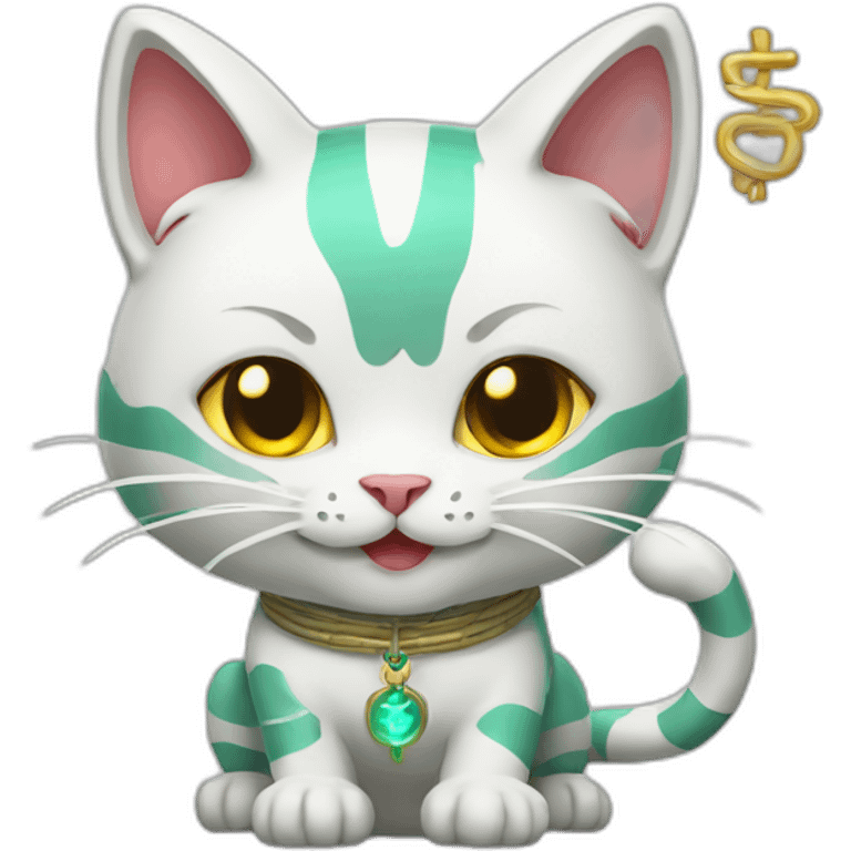 Chinese cat with Caduceus emoji