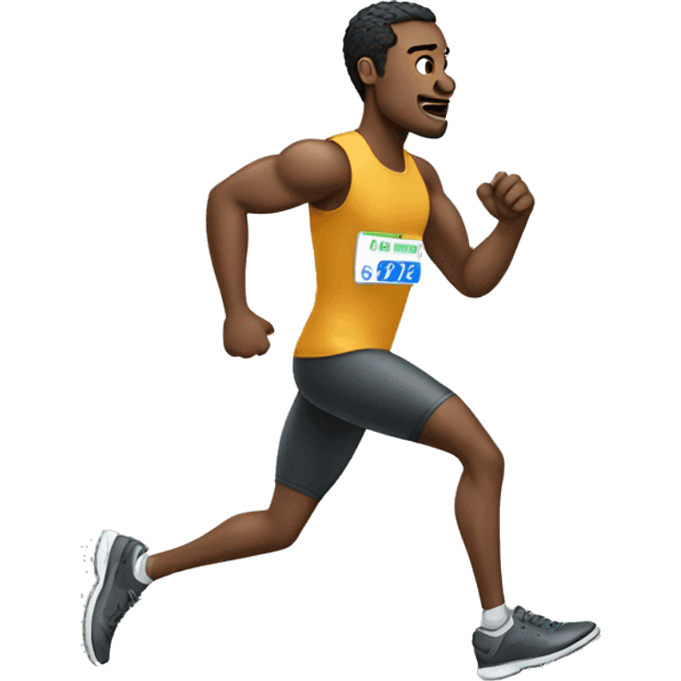 Disabled athlete man running with a metal full leg prosthesis emoji