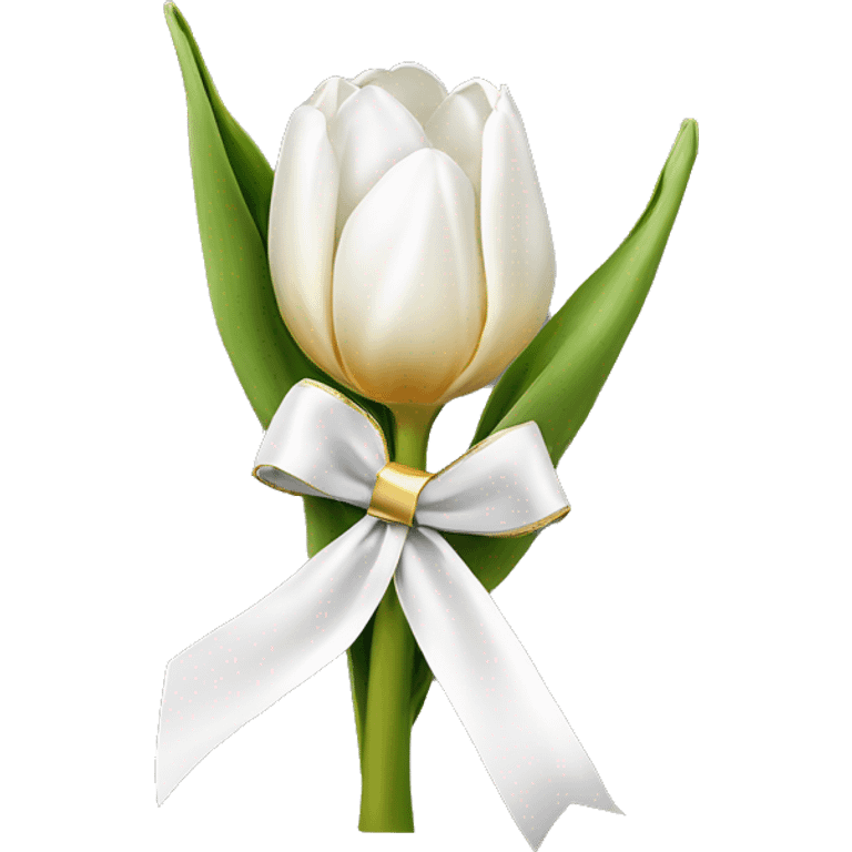 White tulip gold ribbon ￼￼￼ emoji