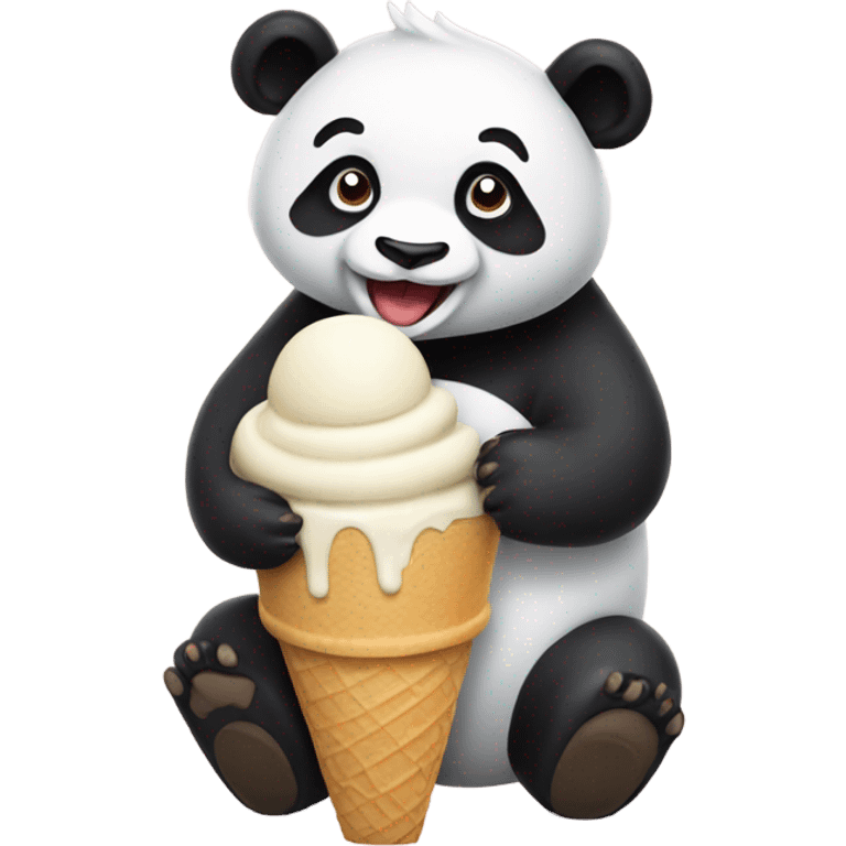 Panda eating ice cream emoji