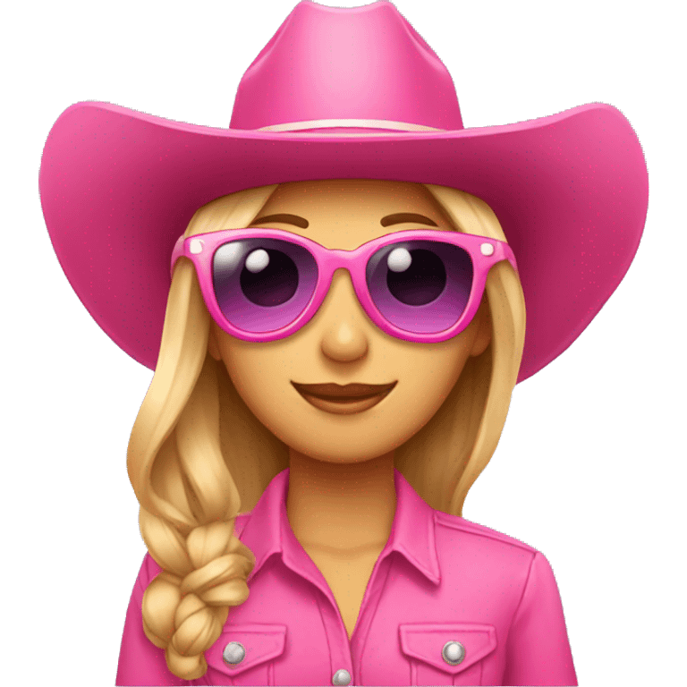 Pink sunglasses and cowgirl hat emoji