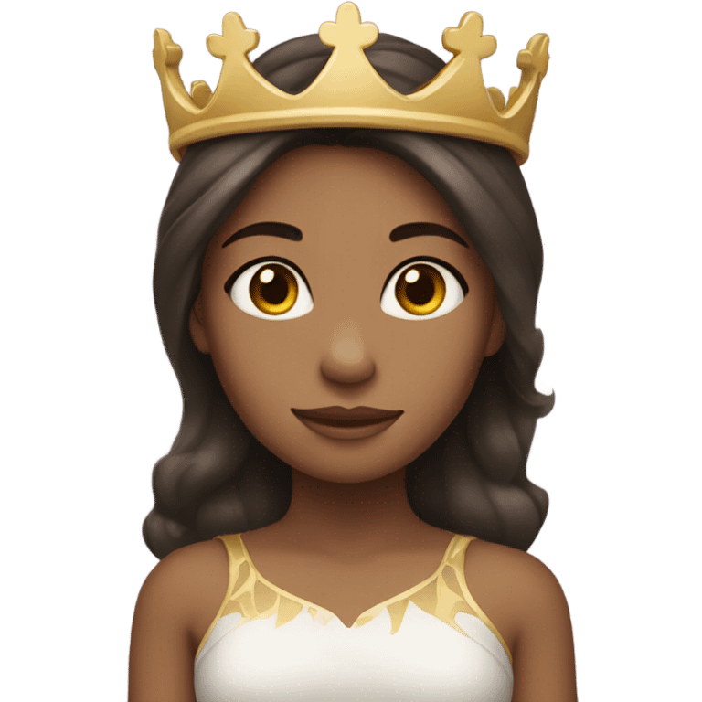 Light skinned girl with dark brown hair wearing a crown  emoji