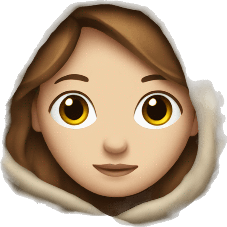 A white girl with brown hair in a blanket emoji