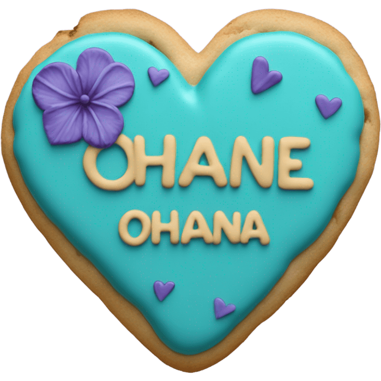 Teal purple Cookie heart with ohana emoji