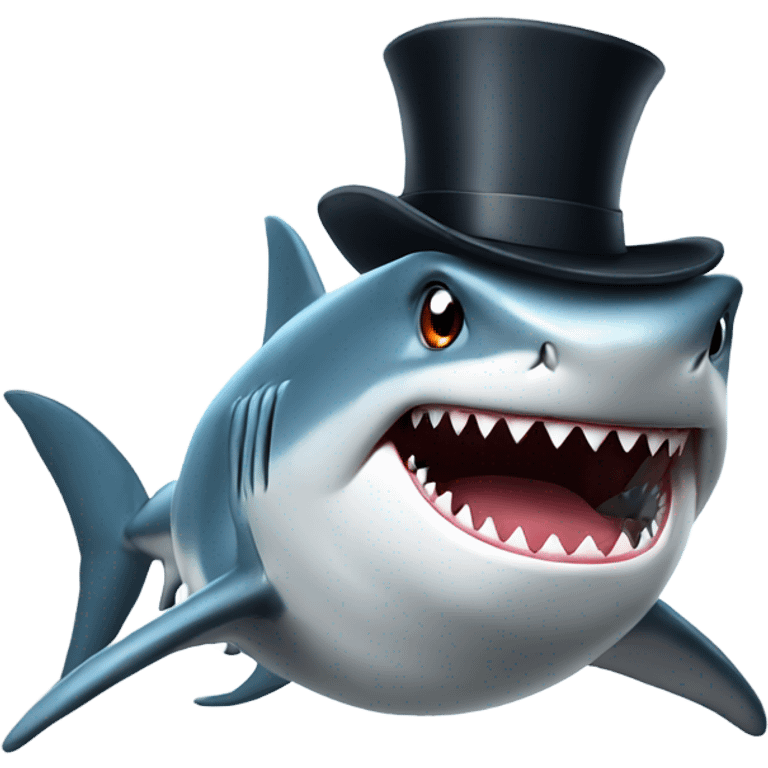 Shark with a top hat emoji