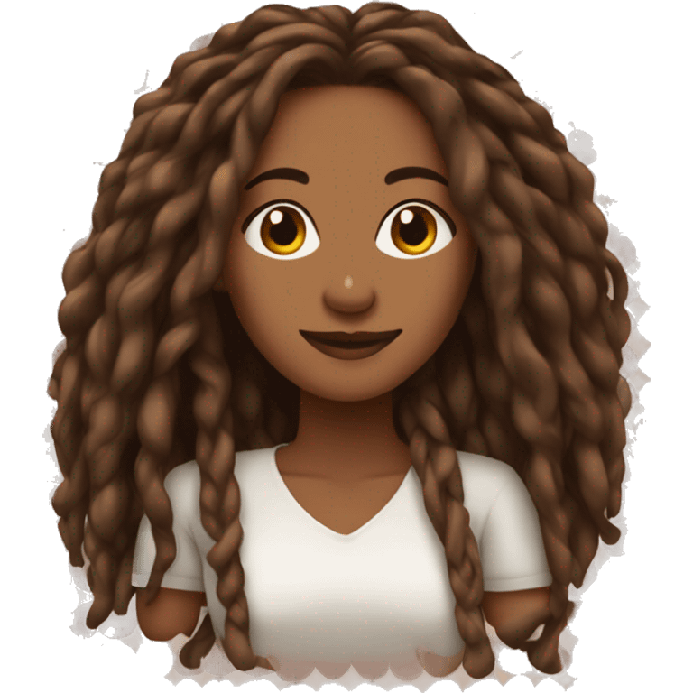 Brown skin beautiful woman with brown long locs emoji