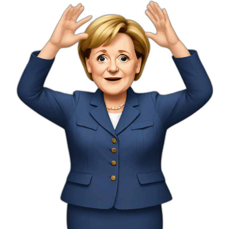 angela merkel with hands in typical gesture emoji