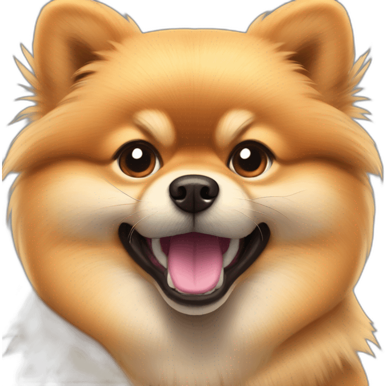 a muscular pomeranian spitz showing its muscles emoji