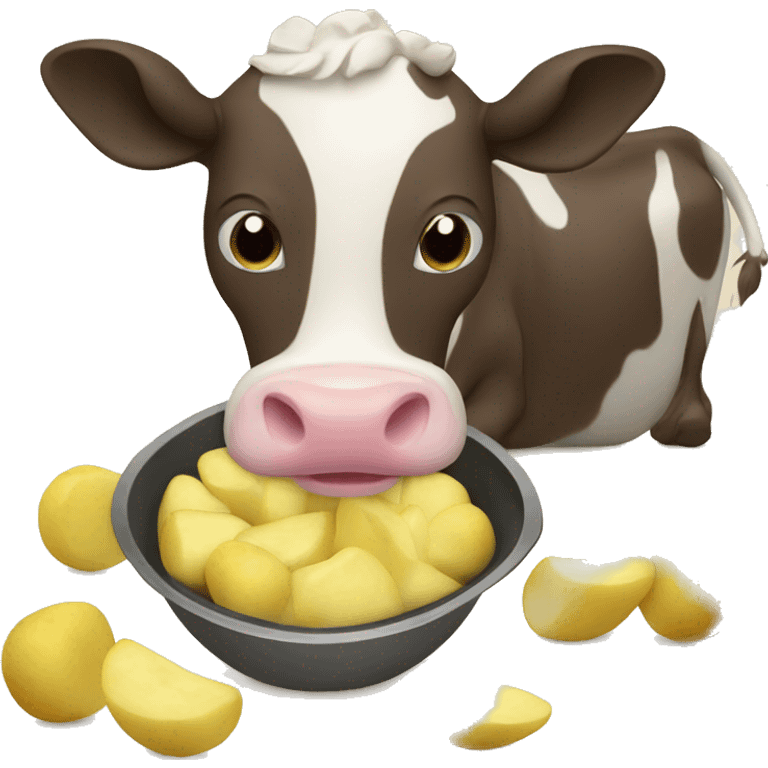 Cow eats boiled potatoes emoji