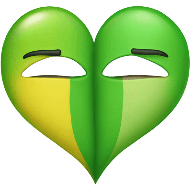 Half green and half yellow heart emoji