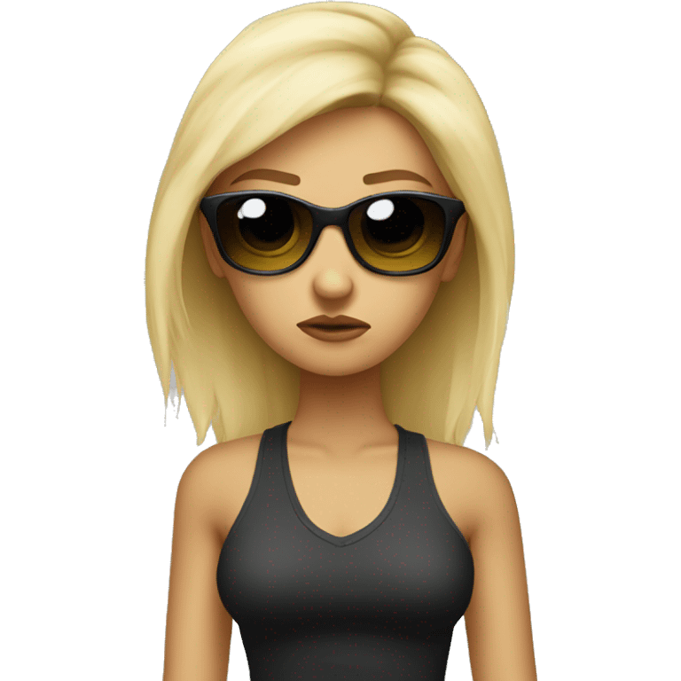 angry blond girl with sun glasses emoji