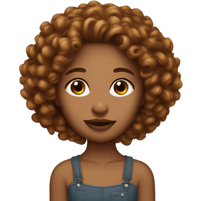 wheat skin girl mid auburn mid curly hair big lips thin nose  emoji