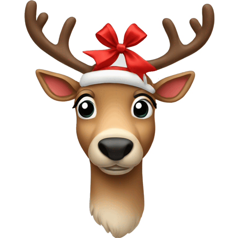 reindeer with red bow emoji