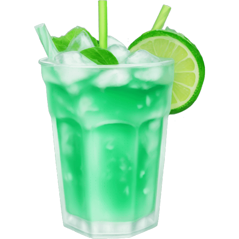 Iced green drink emoji