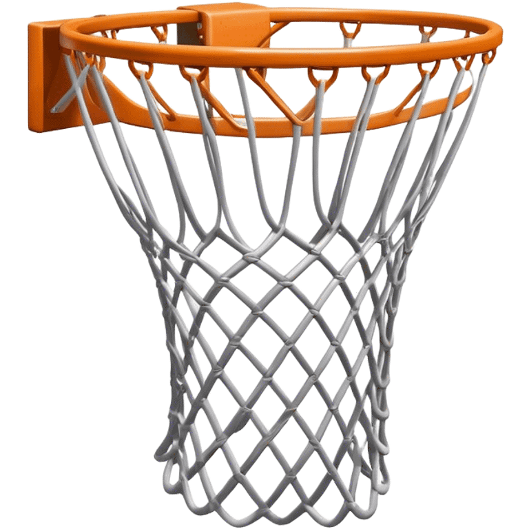 Cinematic Realistic image of a basketball hoop with a detailed metal rim and intricately woven net, captured in dynamic lighting that evokes the charged atmosphere of a competitive court emoji