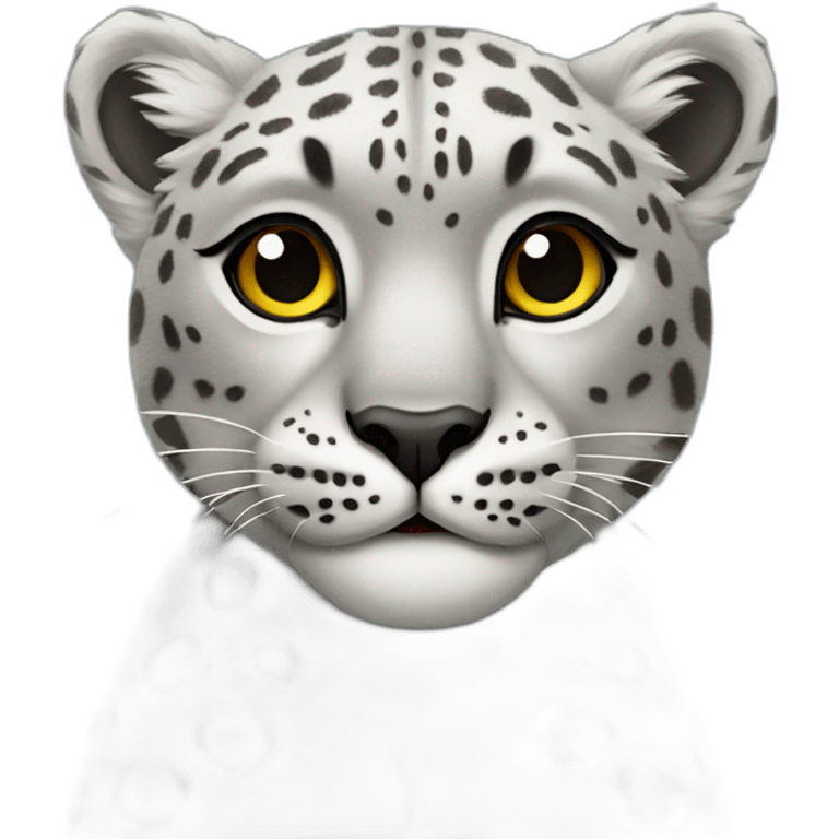 snow leopard with heart emoji