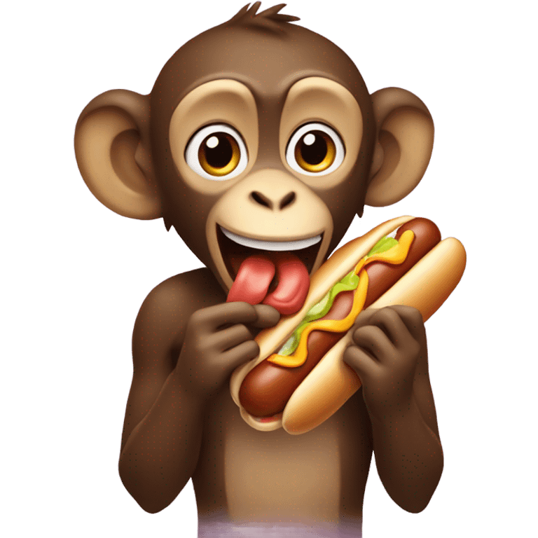 monkey eating a hotdog emoji