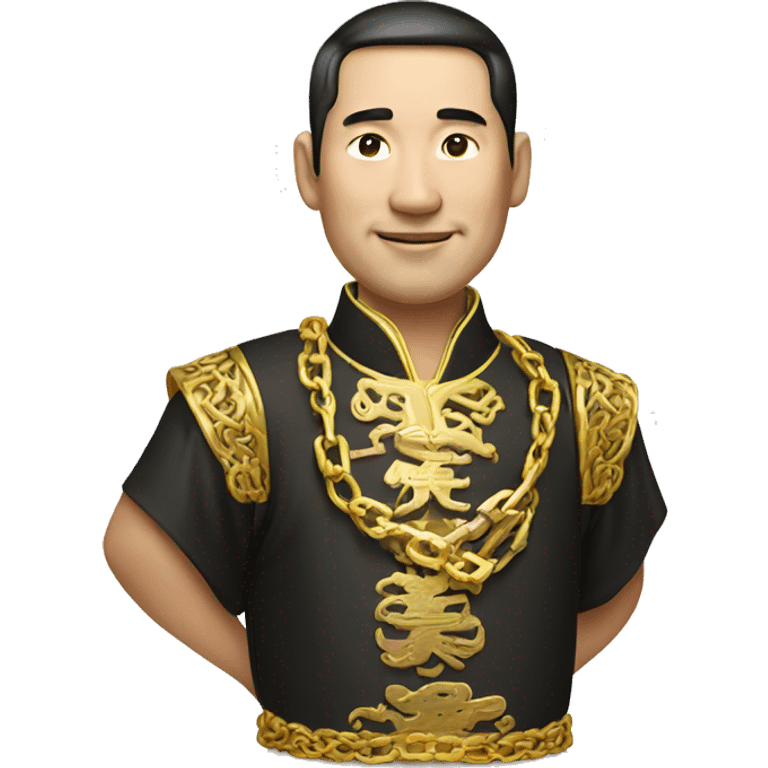 rich chinese man with gold chain in national dress emoji