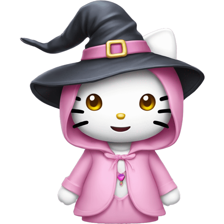 Hello kitty with witch pastel pink hat emoji