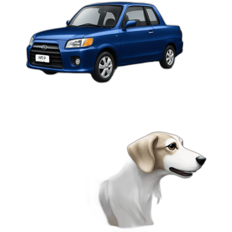 daihatsu dark blue atrai and white saluki emoji