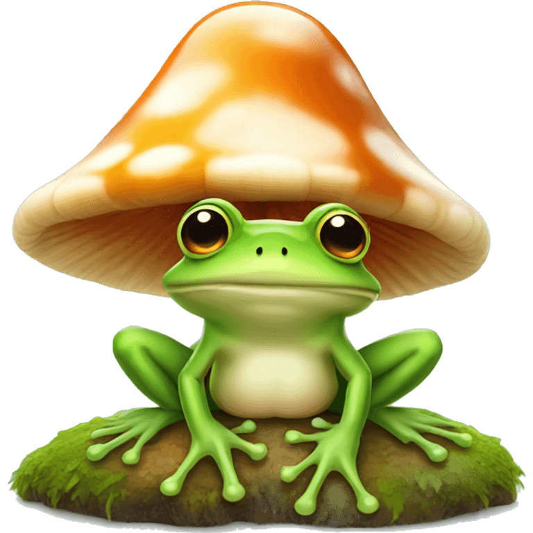 Frog sitting on a mushroom  emoji