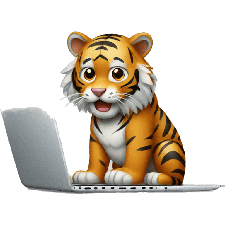 tiger using laptop emoji