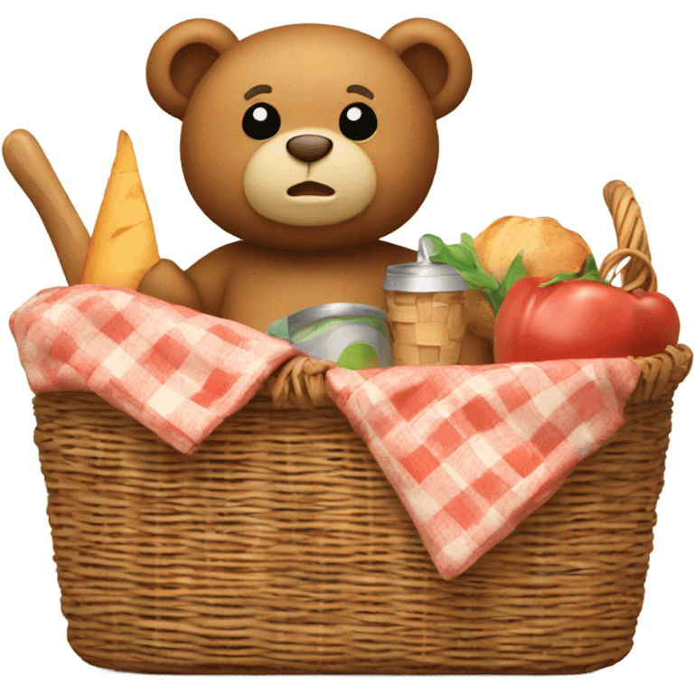 Teddy bear in picnic basket  emoji