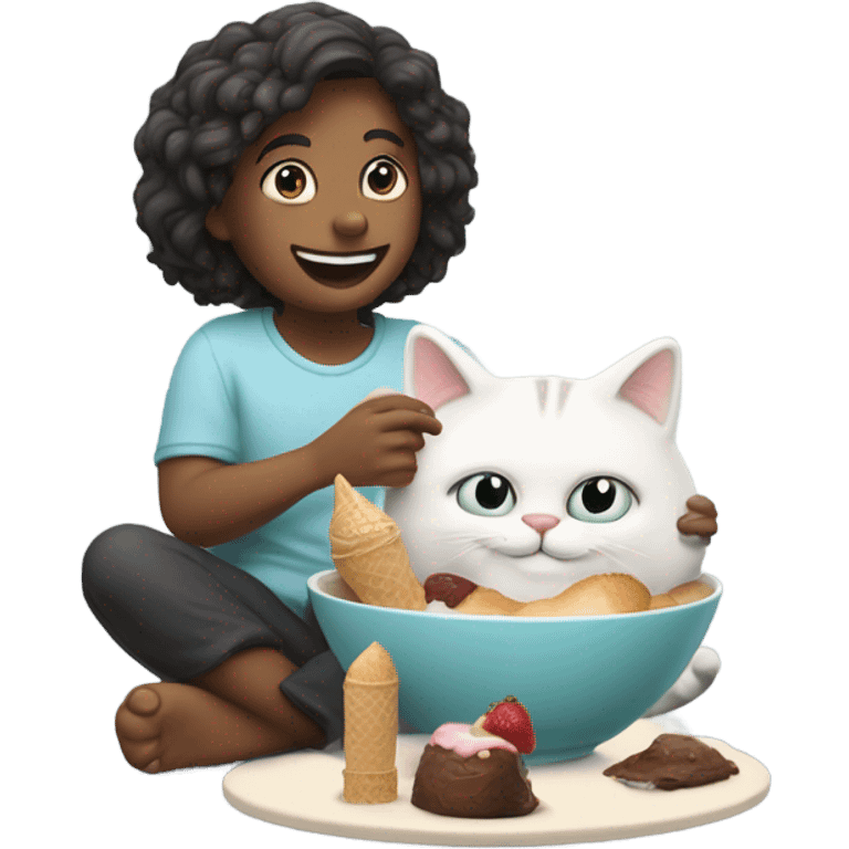 Eating ice cream with my cat emoji