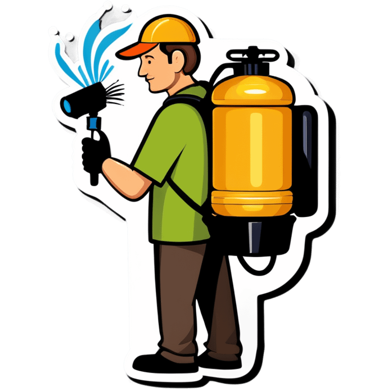 Man spraying backpack sprayer for bugs emoji