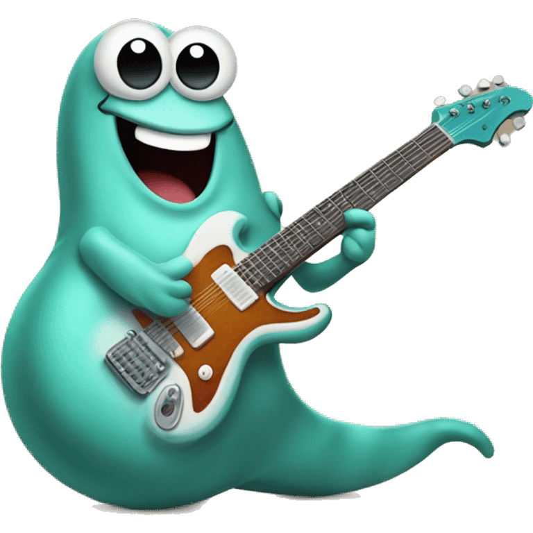 Happy slug playing electric guitar emoji