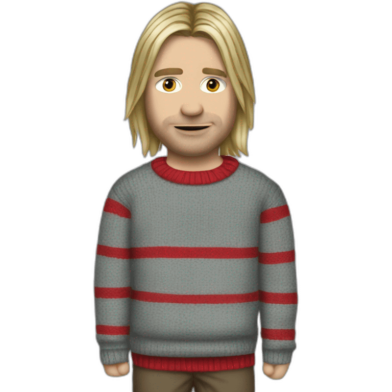 Kurt Cobain from Nirvana wearing a Red and gray striped sweater emoji