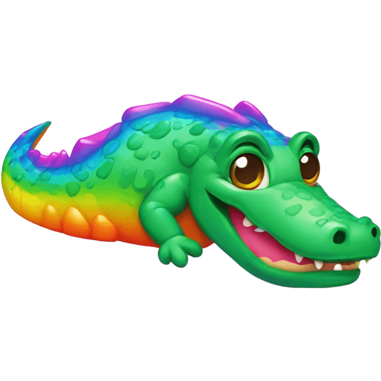 Lisa Frank rainbow cute alligator  emoji