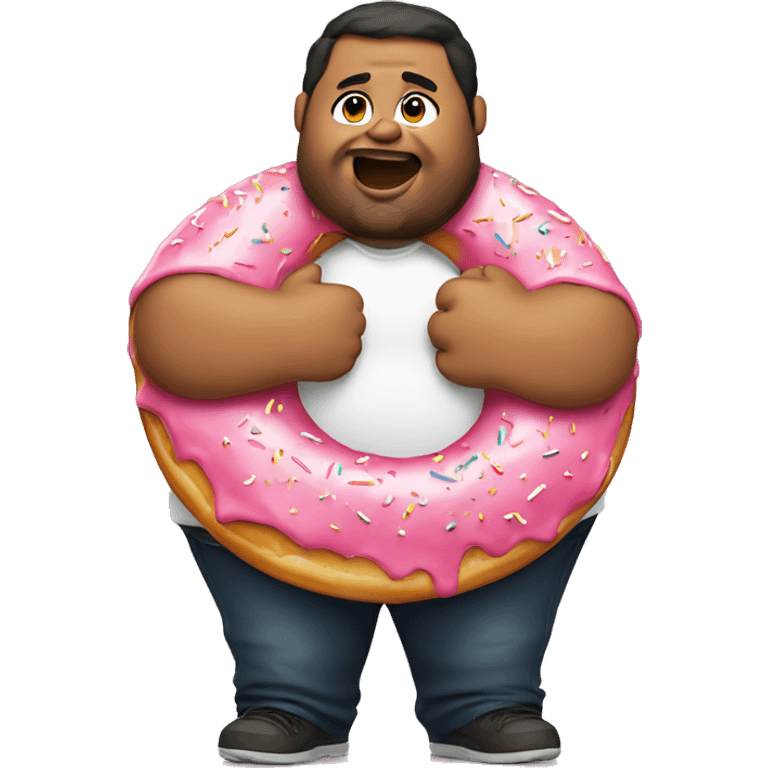 Fat guy eating donut  emoji