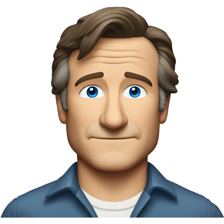 young, blue eyes, brown air, mullet hairstyle robin williams emoji