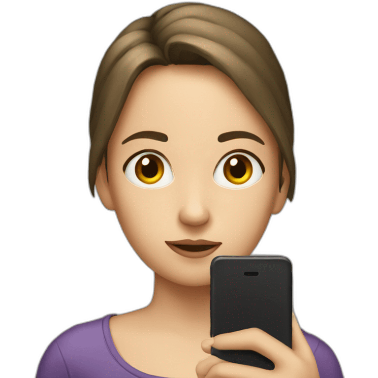 a girl staring into a phone screen emoji