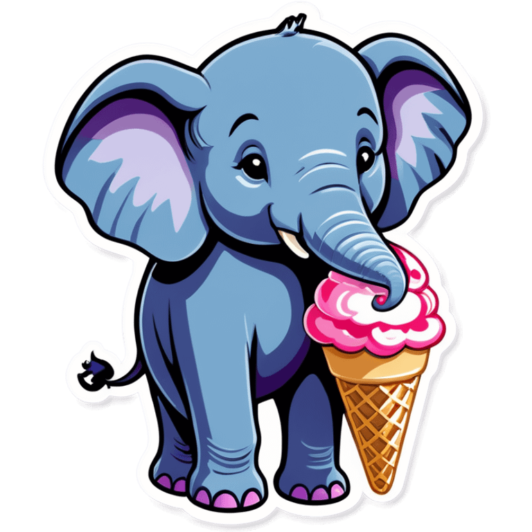 Elephant Eating ice cream￼ emoji