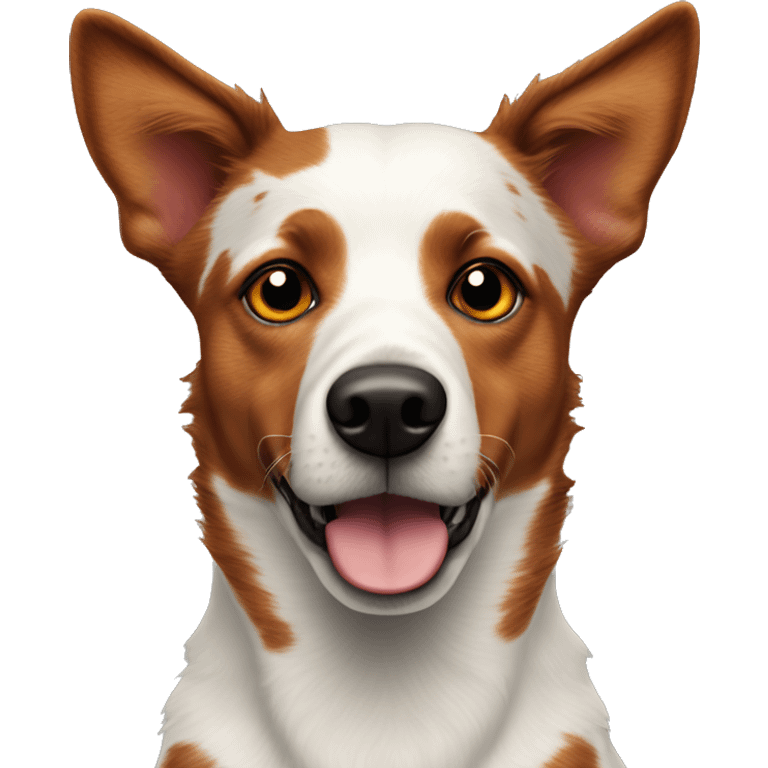 Red heeler dog with brown spot on left eye emoji