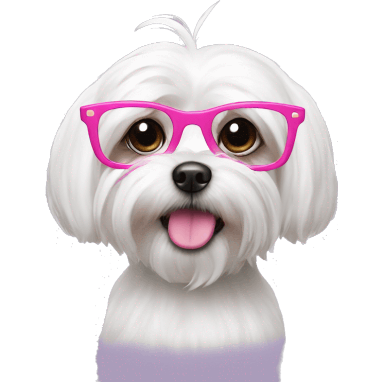 Maltese with pink glasses emoji