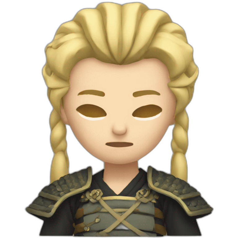 Blonde Samurai with a headache emoji