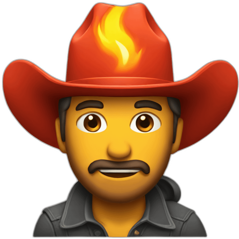 cowboy with a fire fire hat on fire emoji