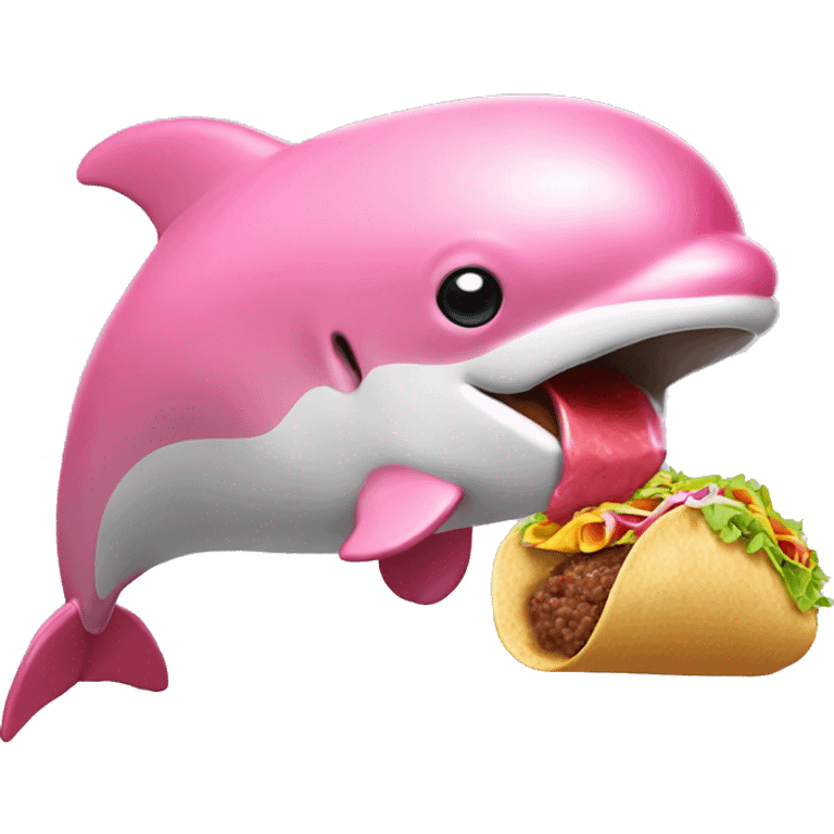 pink dolphin eating a taco emoji