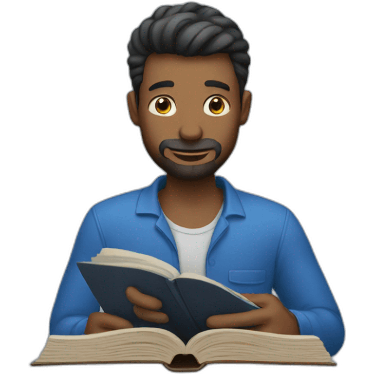 man reading a blue book emoji