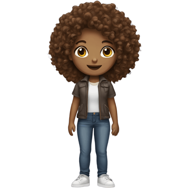 Brown curly hair girl emoji